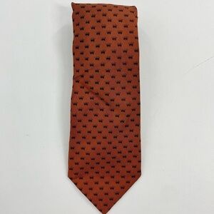 YSL Burnt Orange Crown Print Men’s‎ Modern Silk Neck Tie Zachary’s Atlanta